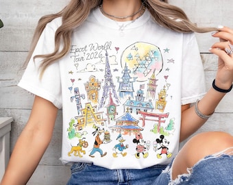 Retro Mickey and Friends Disney Epcot Shirt, Disney Epcot World Tour 2026, WDW Disneyland Family Vacation 2026, Drinking Around The World