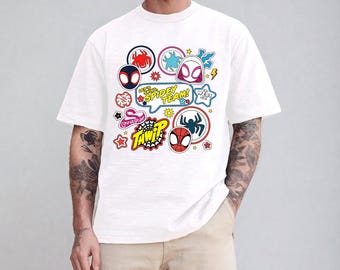 Camiseta familiar de Spidey y sus increíbles amigos, camiseta de Spider-Man para niños pequeños, camiseta de Ghost Spider-Ghost Spin, atuendo de cumpleaños de superhéroe Avengers Assemble