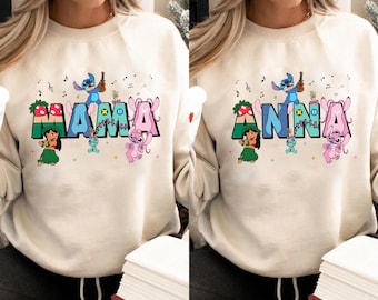 Personalized Name Disney Stitch Tee, Angle Custom Name Hoodie, Disney Lilo and Stitch Shirt, Disney Mother Day Gifts Shirt