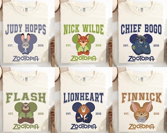 Disney Zootopia Film 2 Charaktere Vintage Shirt, Judy Hopps Nick Wilde Gary De'Snake T-Shirt, Zootropolis, Disneyland Familie 2026 Reise Shirt