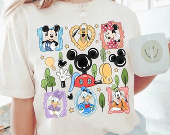 Disney Cotteque Bow Mickey & Friends Sketch Shirt, Disney Mickey Mouse Clubhouse Shirt, WDW Disney World Family Trip Tee