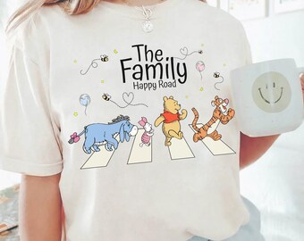 Disney Winnie l'ourson le t-shirt famille, chemise Winnie l'ourson Disneyworld Happy Road, t-shirt Winnie l'ourson Disney, t-shirt drôle Abbey Road Winnie