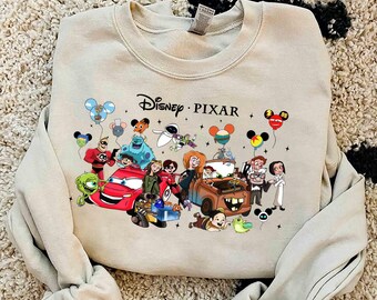Vintage Disney Pixar Characters Group Shirt, Toy Story, Up, Remy, Monster INC, Cars, Incredible, Disney Vacation Shirt, Disney Pixar Fest