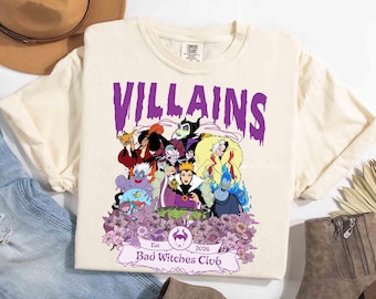 Disney Villians Flower T-shirt, Bad Witches Villains Shirt, Maleficent Evil Queen Ursula Cruella Shirt, Disneyland Yzma Hades Girls Trip