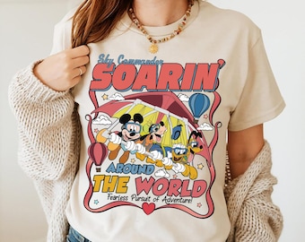 Disney Mickey & Friends Soarin' Around The World Shirt, Disney Ride Epcot Center Tee, Donald Pluto Goofy, Disneyland Trip Outfit