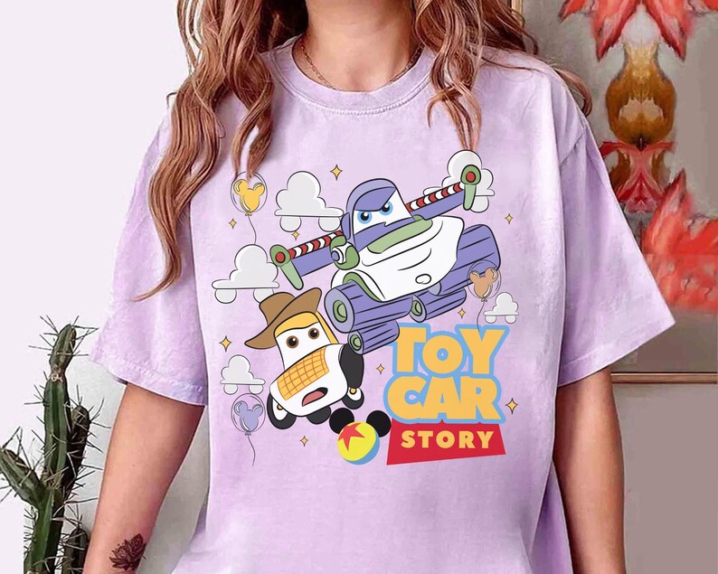 Disney Toy Story Woody Buzz & RC Racing 1995 Pixar-tröja, Toy Car Story-tröja, Disneyland Lightning MC Queen familjematchande t-shirt, barnpresent bild 6
