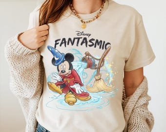Retro Disney Fantasia Mickey Pencil T-Shirt, Disney Magic Sorcerer Tee, Mickey Wizard, Retro Wizard Mickey Aesthetic Comfort Colors® Shirt
