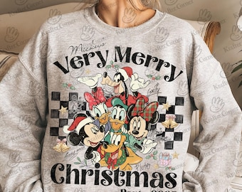 Camiseta con diseño a lápiz de la Fiesta Navideña de Mickey de Disney 2025, Camiseta a juego navideña de Mickey y sus amigos, Camiseta navideña de Disneyland, Regalo familiar