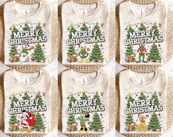 Camiseta Disney Very Merry Christmas Party 2025, Sudadera con capucha navideña a juego para toda la familia de Mickey y sus amigos, Camiseta navideña de Disneyland, Cumpleaños Navidad