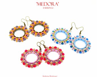 Medora Earrings Bead Pattern, Miyuki Tila Seed Beads (PDF Pattern)