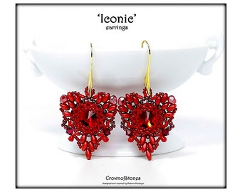 Bead Pattern "Iconic" Heart shaped Valentine Earrings with Swarovski and Superduo Tutorial