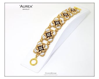 Pulseira de miçangas Aurea, confeccionada com miçangas Irisduo, Miniduo, O beads, Arcos par Puca e miçangas de vidro.