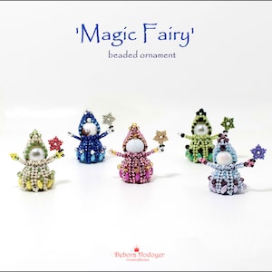 Perlenmuster Magic Fairy Perlenornament miniatur aus Rocailles, Superduos, Delica beads und Bicones
