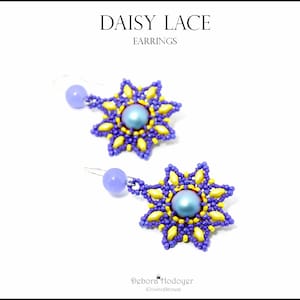 PDF Perlen Ohrringe ""Daisy Lace"" mit Rocailles, Superduo Perlen und runden Perlen gefädelt."