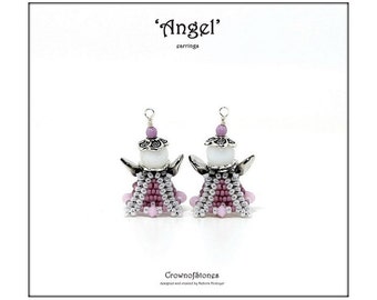 Bead pattern beaded Angel earrings ornament with seed beads, Pip beads, round beads, bicones