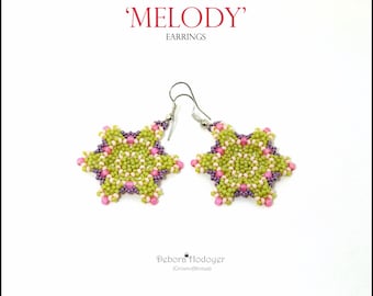Pärlmönsterörhängen Melody, gjorda med rosépärlor och delikatesspärlor