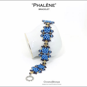 Bead pattern beaded bracelet Phalène with seed ebads, Superduos and fire polished beads