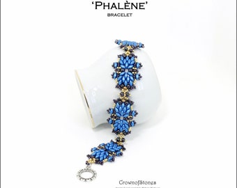 Pulsera de cuentas Phalène con cuentas ebads de semillas, Superduos y cuentas pulidas al fuego