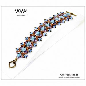 AVA bracelet pattern made with AVA beads, Silky beads, O beads, MIniduos, drop beads, seed beads
