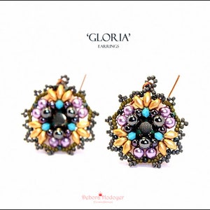Schema PDF Tutorial Orecchini ""Gloria"" mit Swarovski und Superduo PREZZO SPECIAL."