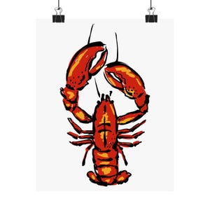 Vibrant Lobster Art Print: Coastal Nautical Kitchen Decor