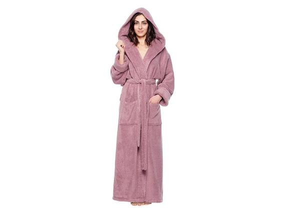Luxury Terry Cotton Velour Robe: Hooded Spa Bathrobe with Pockets