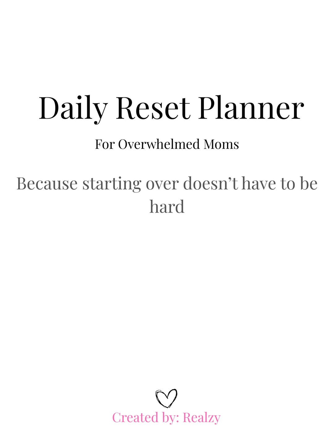Daily Reset Planner for Overwhelmed Moms (printable PDF) - Etsy