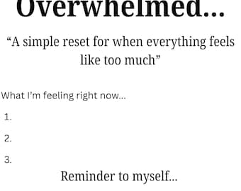 Overwhelmed Reset Printable, Anxiety Relief Worksheet, Mental Reset Guide (Digital Download)