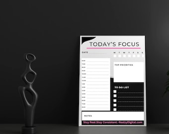 Daily Planner Printable | Minimalist To-Do List, Schedule & Priority Tracker | Instant Download PDF