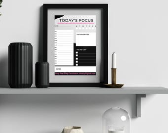 Today’s Focus Daily Tracker | Printable Productivity Sheet | Digital Planner Page | Instant Download PD