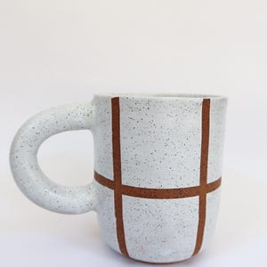 The Checkered Ceramic Mug - White/Natural; Tea/Coffee Mug