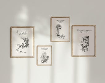Klassisches Winnie-the-Pooh 2: 3 Print-Bundle - Vintage Kinderbuchkunst Digitaler Download - druckbare Kinderzimmer-Illustrations-Wanddekor-Zitate