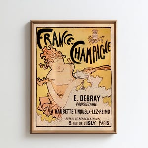 Vintage Champagne Poster – French Wine Wall Art Print – 1891 Art Deco Drink Poster – Printable Bar Decor – Digital Wine Art Download
