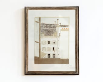 Vintage Parisian Window View Wall Art Print | Digital Download French Apartment Illustration | Minimalist Paris Decor