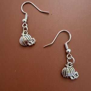 Sterling Silver pumpkin Dangle Earrings | .925 Silver Autumn Jewelry | Handmade Fall Gift