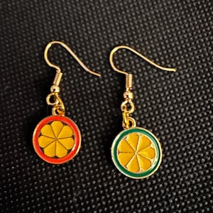 Citrus Slice Mismatch Dangle Earrings- Colorful Fruit Charm Earrings, Handmade Summer Jewelry