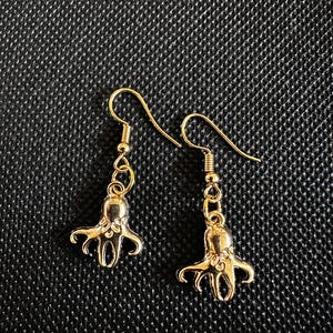 Gold Octopus Earrings-Nautical Ocean- Inspired Dangle Earrings, Sea Creature Jewelry