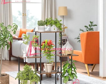 Indoor Plant Stand, 6 Tier Metal Plant Shelf Suitable for Home Garden Office Use