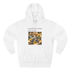Anime Vibes Fleece Hoodie, Japanese Cartoon Graphic Sweatshirt, Otaku Gift, Kawaii Anime Hoodie, Cozy Pullover, Anime Lover Present