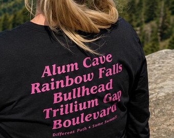 Mount LeConte 2-sidedLong Sleeve Shirt, Great Smoky Mountains National Park Tee, GSMNP Hiking Trail Tee, Appalachian Trail | Hiker Gift for