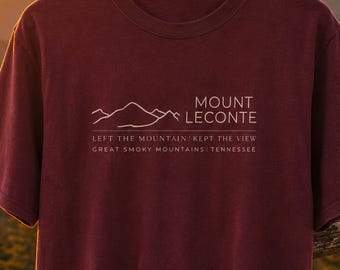 Mount LeConte-skjorta, Great Smoky Mountains-t-shirt, vandrings-T-shirt, minimalistisk bergsgrafik, Tennessee-vandrargåva GSMNP