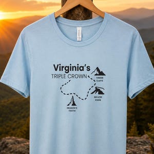 Virginia Triple Crown Shirt, McAfee Knob, Dragon's Tooth, Tinker Cliffs, hiking shirt, Appalachian Trail gift Unisex Cotton Crew Tee