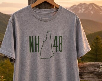 NH48 Shirt, New Hampshire 4000 Footers Hiking Tee, White Mountains Hiker Gift, Minimilast NH 48, Peak Bagger Gift Unisex Softstyle T-Shirt