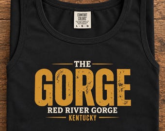 Red River Gorge Tank, The Gorge Kentucky Tee, RRG Hiking Tee, Kentucky Hiker Gift, Outdoor Adventure Shirt, Unisex Garment-Dyed T-shirt