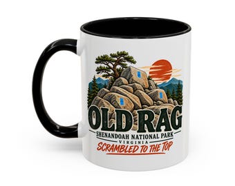 Old Rag Mountain Coffee Mug, Shenandoah National Park Hiking Gift, Virginia Rock Scramble, Hiker Gift, Accent Coffee Mug (11, 15oz)
