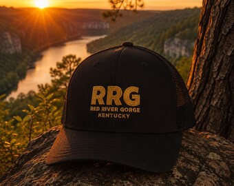 Red River Gorge Embroidered Snapback Trucker Cap | RRG Kentucky Hiker, Climber, Camping, Kayaking Cap
