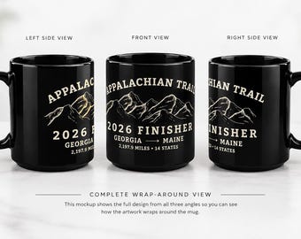 Appalachian Trail 2026 Finisher Mug, AT Thru Hiker Gift, Georgia to Maine Mug, Appalachian Trail Completion Gift, 15 oz Black Mug