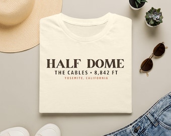 Half Dome Shirt, Yosemite Hiking T-Shirt, The Cables Tee, Half Dome Hiker Gift, Yosemite National Park Shirt, Unisex Softstyle T-Shirt