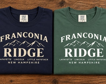 Franconia Ridge Shirt, NH 48 4000 Footers Hiking Tee, Mount Lafayette & Lincoln, White Mountains New Hampshire shirt, Unisex Garment-Dyed