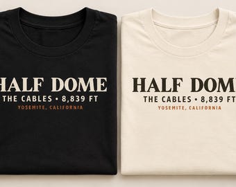 Half Dome Shirt, Yosemite Hiking T-Shirt, The Cables Tee, Half Dome Hiker Gift, Yosemite National Park Shirt, Unisex Softstyle T-Shirt